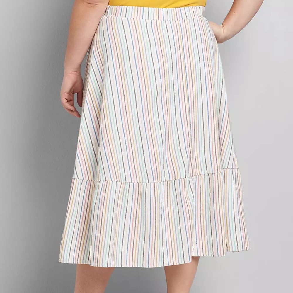 Button-Front Ruffle-Hem Midi Skirt - Picture 2 of 3